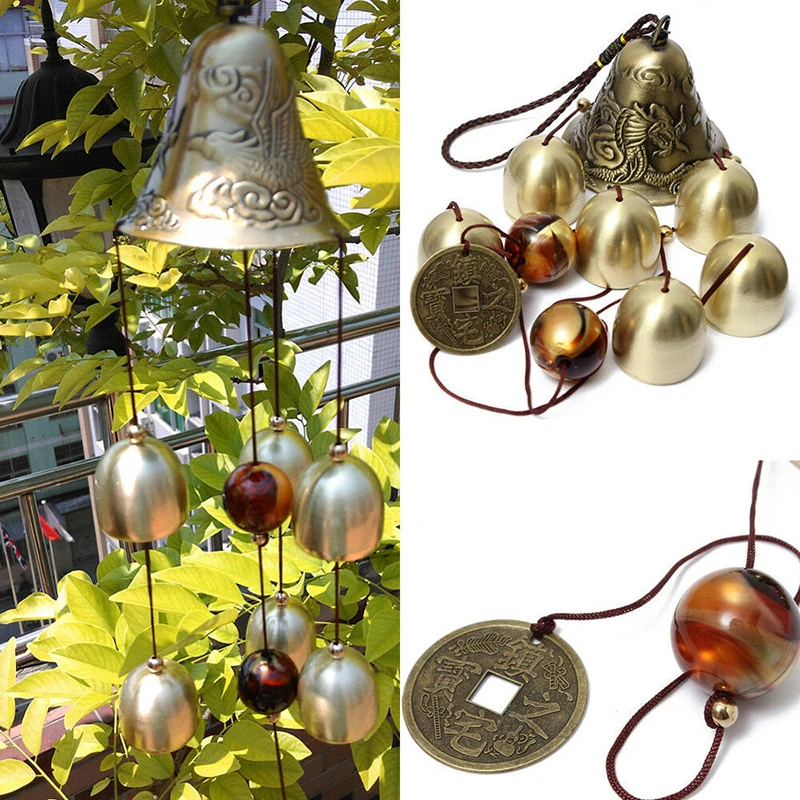 Decorative Copper Alloy Wind Chime With 6 Bells For Home Garden Yard Hanging Ornament Providing Gentle Sound And Elegant Look