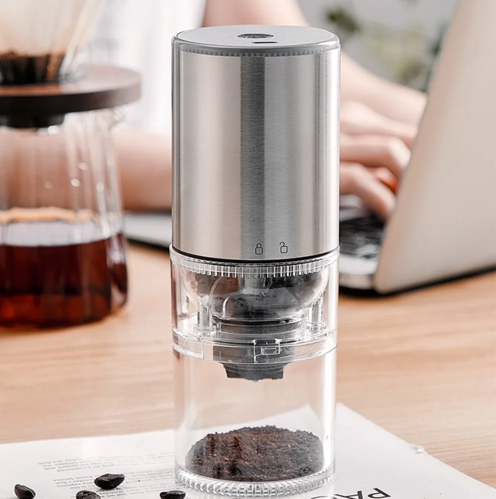 Type-C Portable Electric Burr Coffee Grinder Automatic Conical Burr Grinder Coffee Bean Grinder Multi Grind Setting Rechargeable