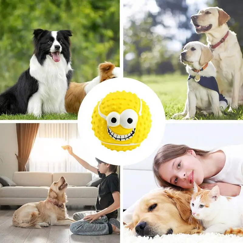 Latex Face Ball Dog Toy Squeaky Latex Face Balls for Dogs Funny Bouncy Chewing Faceballs Dog Puppy Toy for Small Medium Dogs