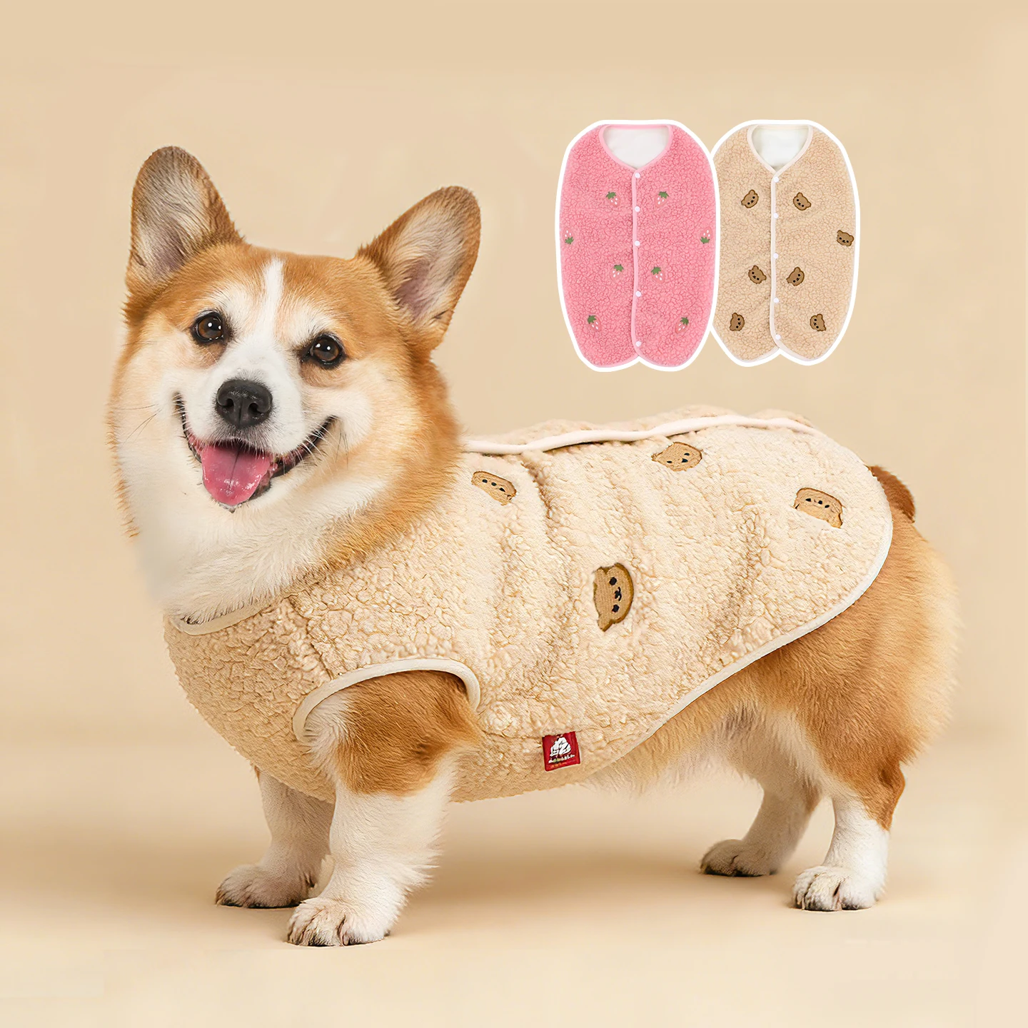 

Thickened Warm Pet Dog Clothes Teddy Style Vest for Small to Medium Dogs Autumn Winter Seasonal Pet Apparel Cute Bear Pattern