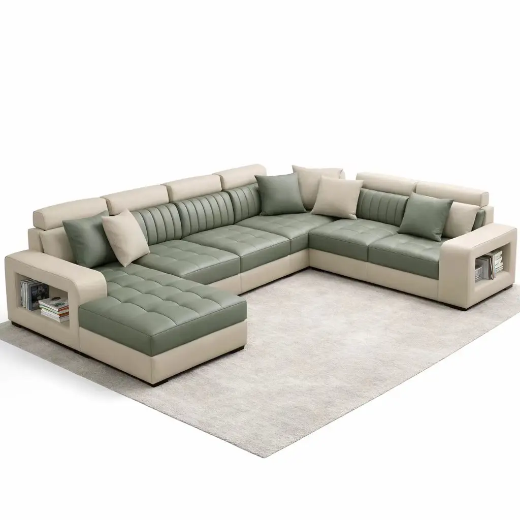 

#Customizable Modern Fabric Sectional Sofa Set 7 Seater Corner Hotel Apartment Living Room Eco-Friendly