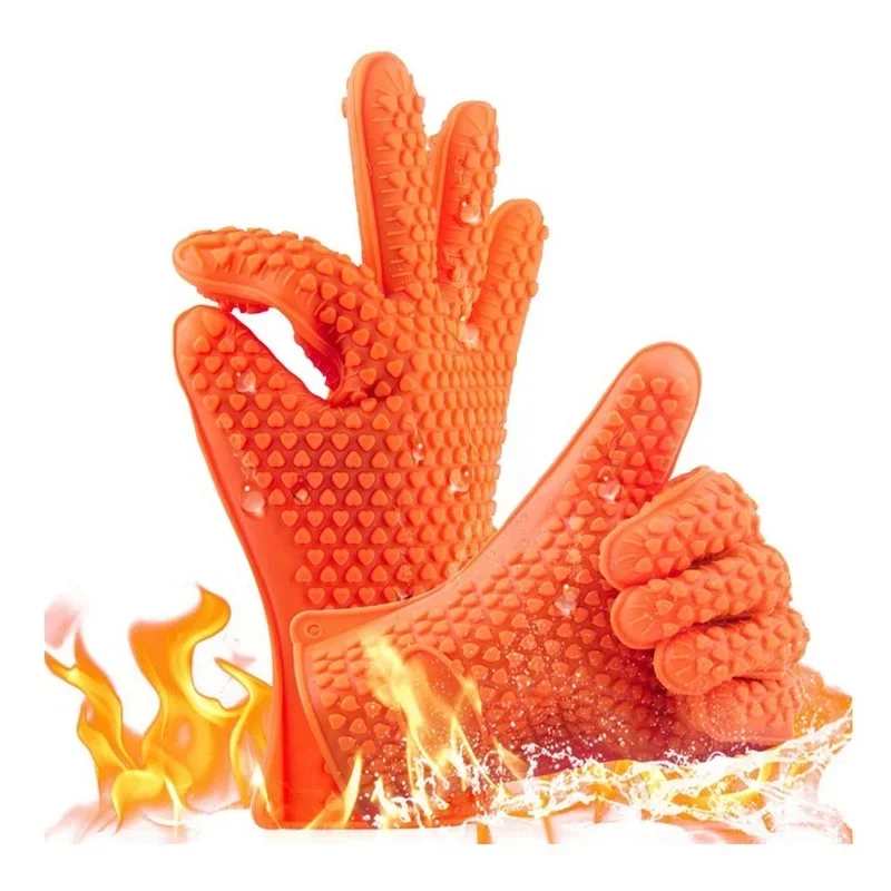 1pc Food Grade barbecue Gloves Heat Resistant Silicone BBQ Gloves Oven Mitts Silicone Fireproof Kitchen Microwave oven Gloves