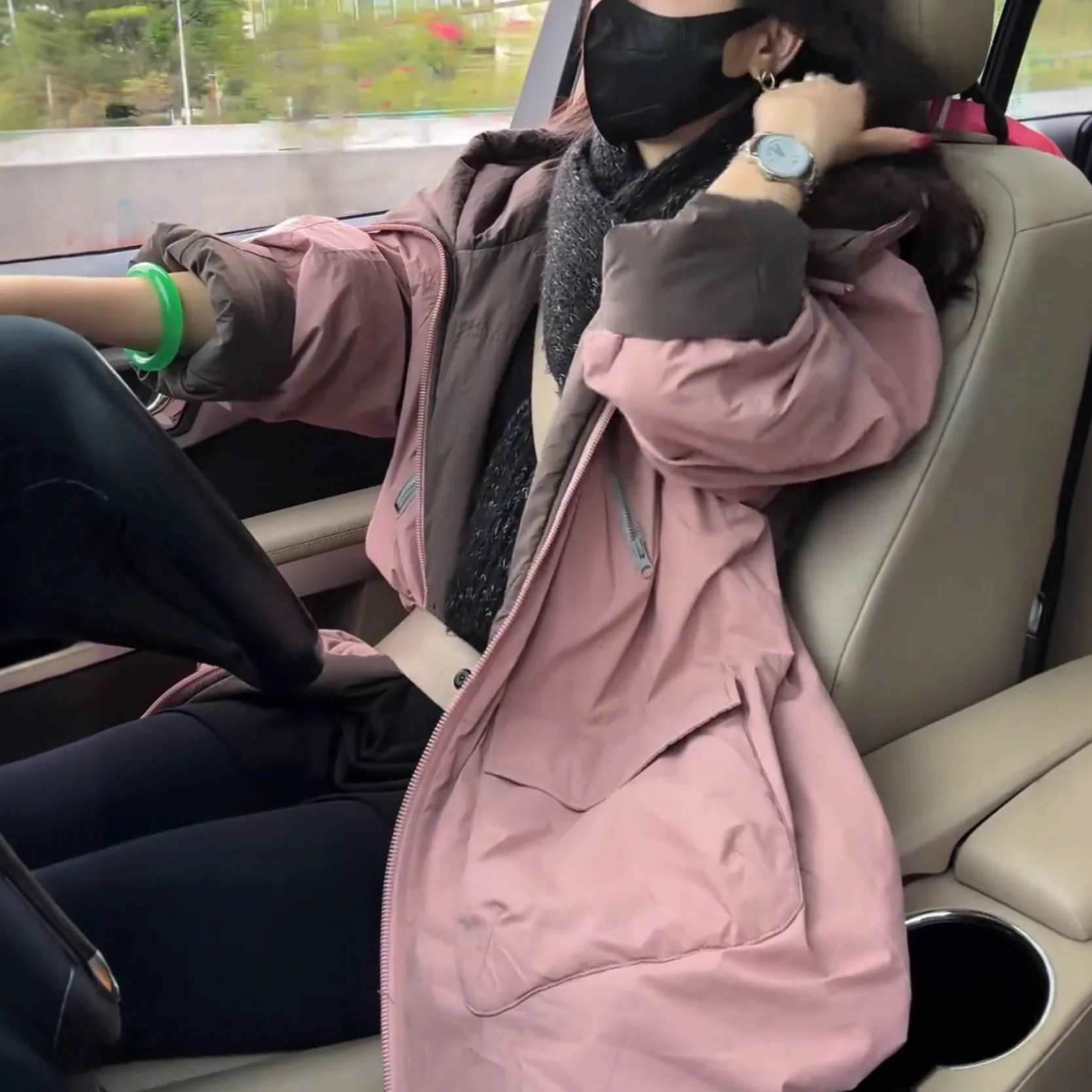 High End Double-sided Hooded Cotton Jacket for Women Winter Style Overcoming Casual and Loose Mid Length Cotton Jacket with Cott