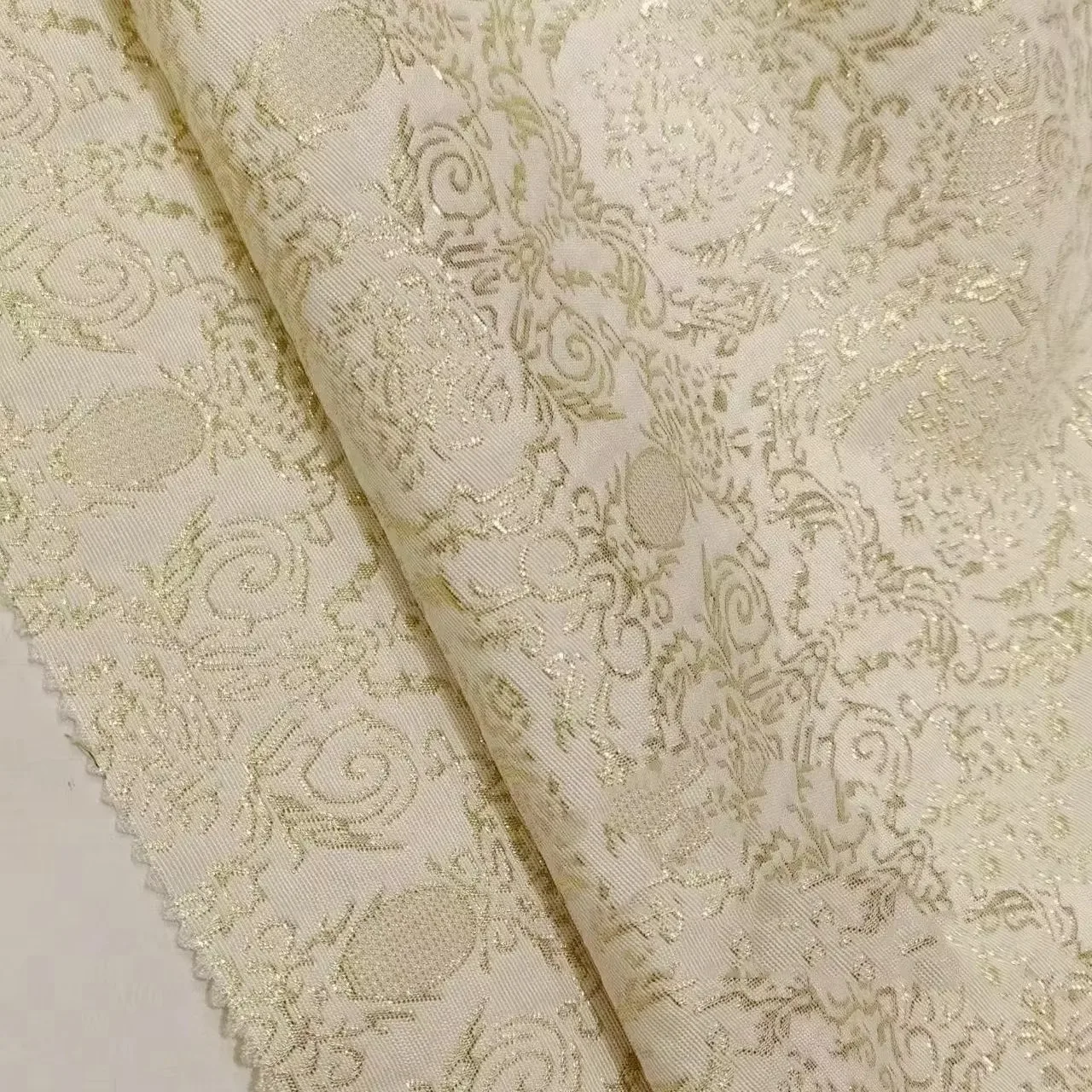 Gold Embossed Jacquard Fabric Design Sewing Material Wedding Dress Garment Fabric Wide 145cm Sold By The Meter