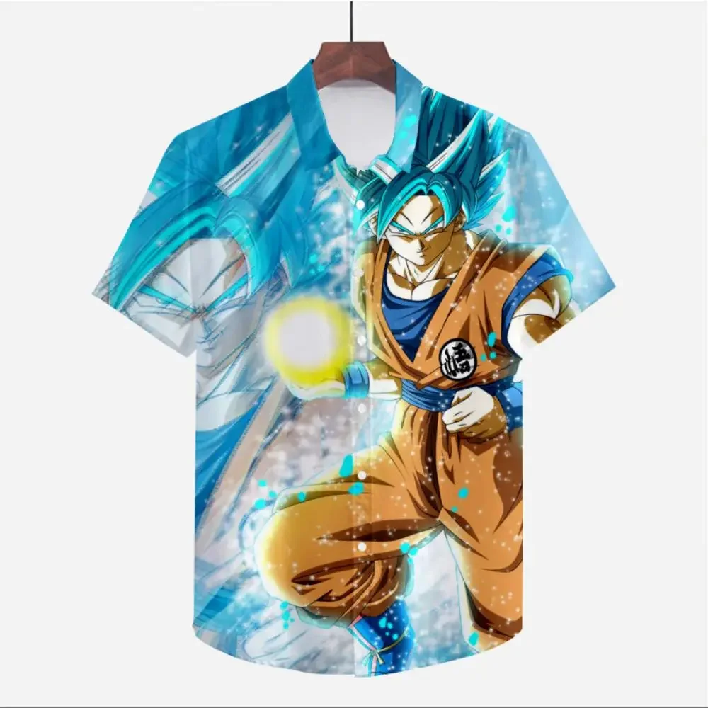 5XL Men's Shirt Dragon Ball Z Vegeta Clothes Beach Style Oversized Streetwear Super Saiya Cute High Quality Anime Goku Cool 2023