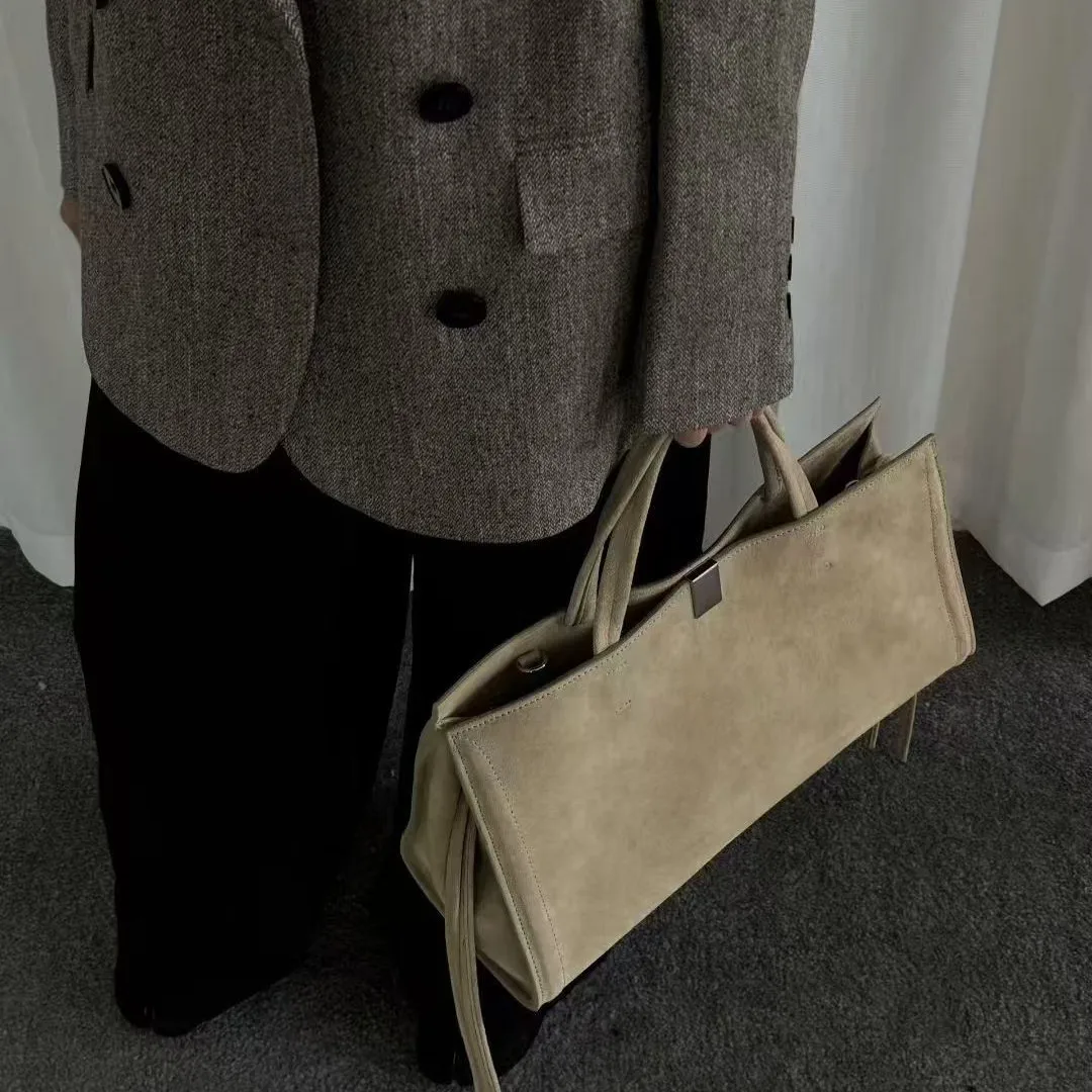 

FIRMRANCH New Vintage Genuine Leather Handbag Simple Style Metal Buckle Fashionable Single Shoulder Crossbody For Woman Tote