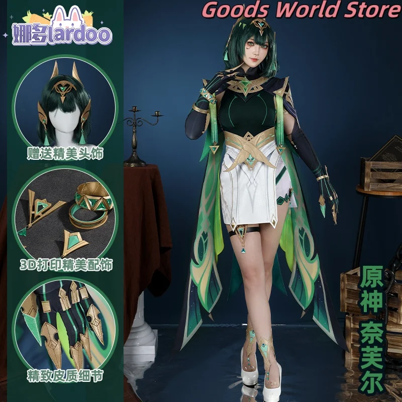 

In stock Nefer Cosplay Costume Dress Anime Game Genshin Impact Halloween Party festival Nefer Role Play Clothing Women
