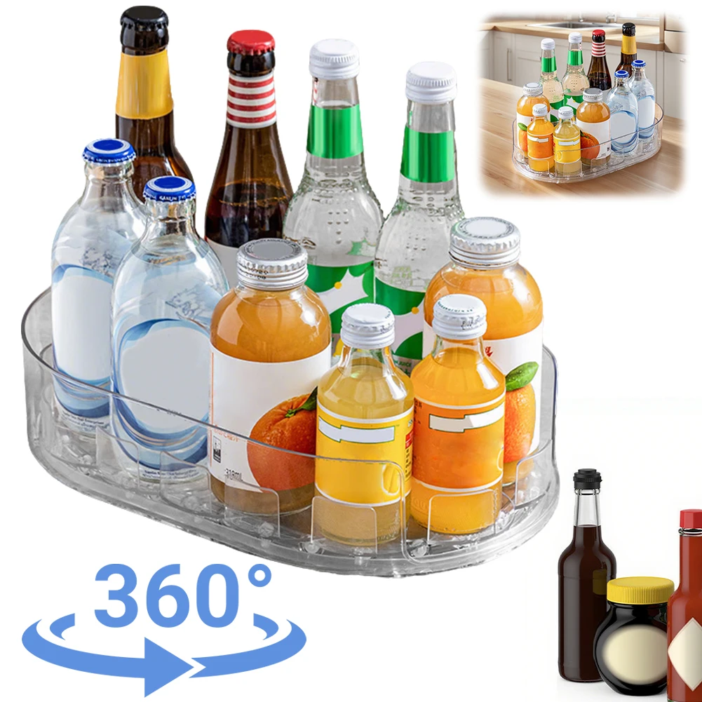 

Refrigerator Rotating Storage Rack Rotatable Fridge Storage Box Turntable Organizer for Cabinet Kitchen Refrigerator Countertop