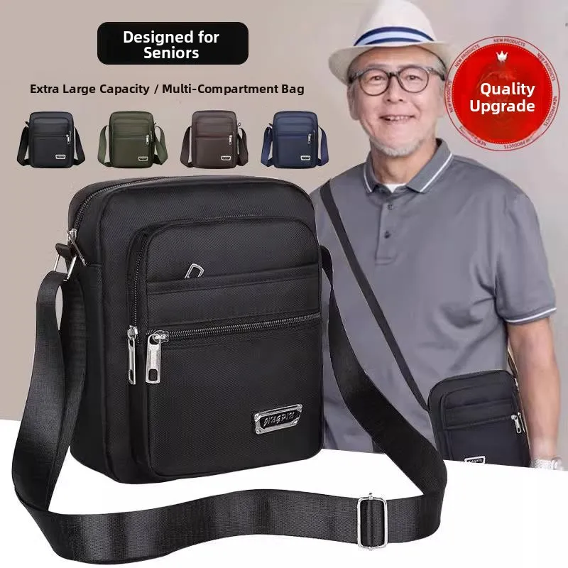 

Men's Crossbody Phone Bag Waterproof Travel Walking Cup Holder Single Shoulder Small Bag Elderly Use Stylish Durable Pure Color