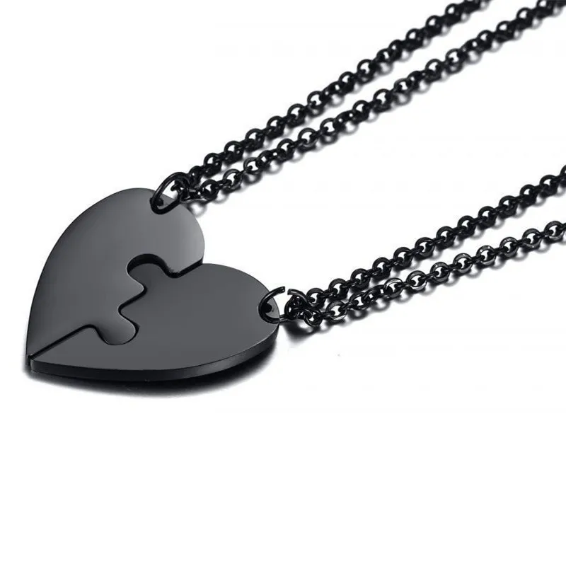 10 Pieces Stainless Steel Valentine's Day Love Puzzle Blocks Couple Necklace Customizable Engraved Versatile Fashion Jewelry