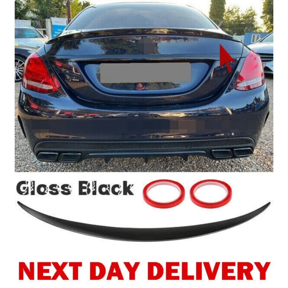 GLOSS BLACK REAR TRUNK BOOT LID SPOILER FOR MERCEDES C CLASS W205 C63 AMG LIP UK