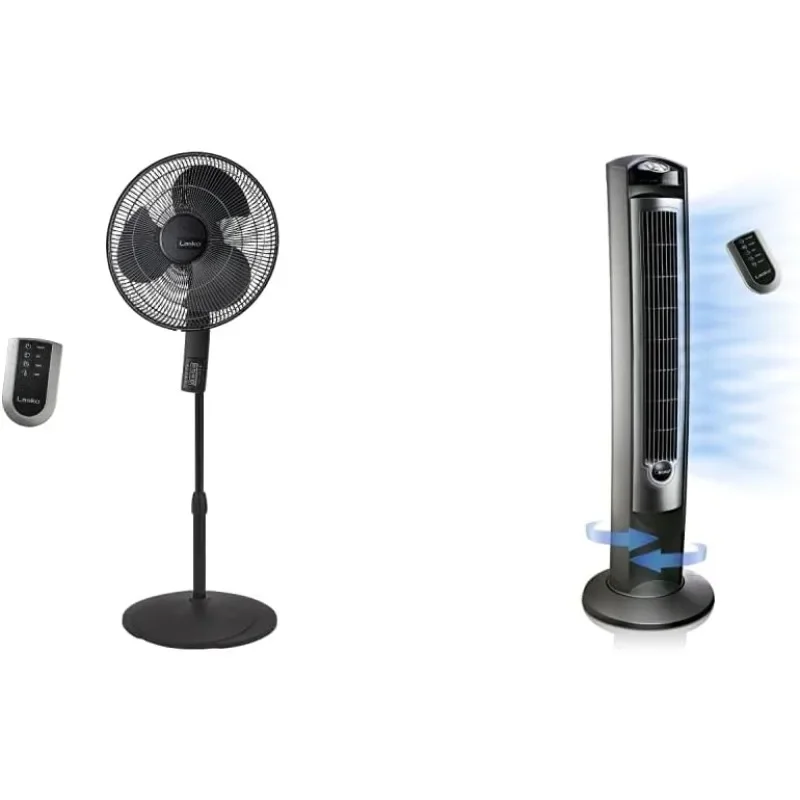 Ajustável oscilante Pedestal Stand Fan com temporizador, termostato e remoto para interior, quarto, sala de estar, 16 ", S16612