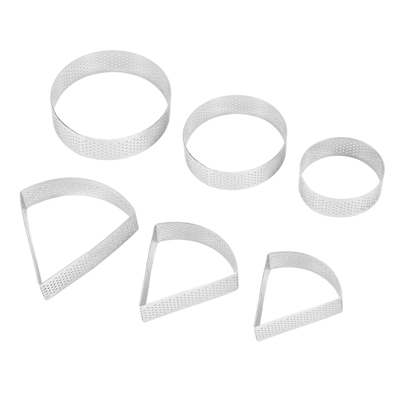 Stainless Steel Perforated Tart Rings,Heat-Resistant Porous Cake Mousse Molds Ring,Non-Stick Bottom Tower Pie Cake Rings