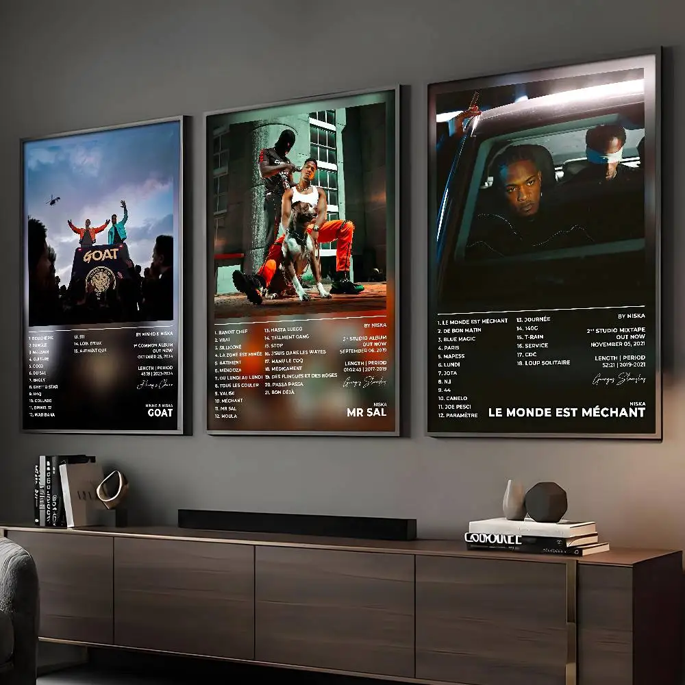 Rapper Niska Poster, klebriger Wandkunstdruck, wasserdicht, für Zuhause, Wohnzimmer, Schlafzimmer, Bar, ästhetisches Dekor