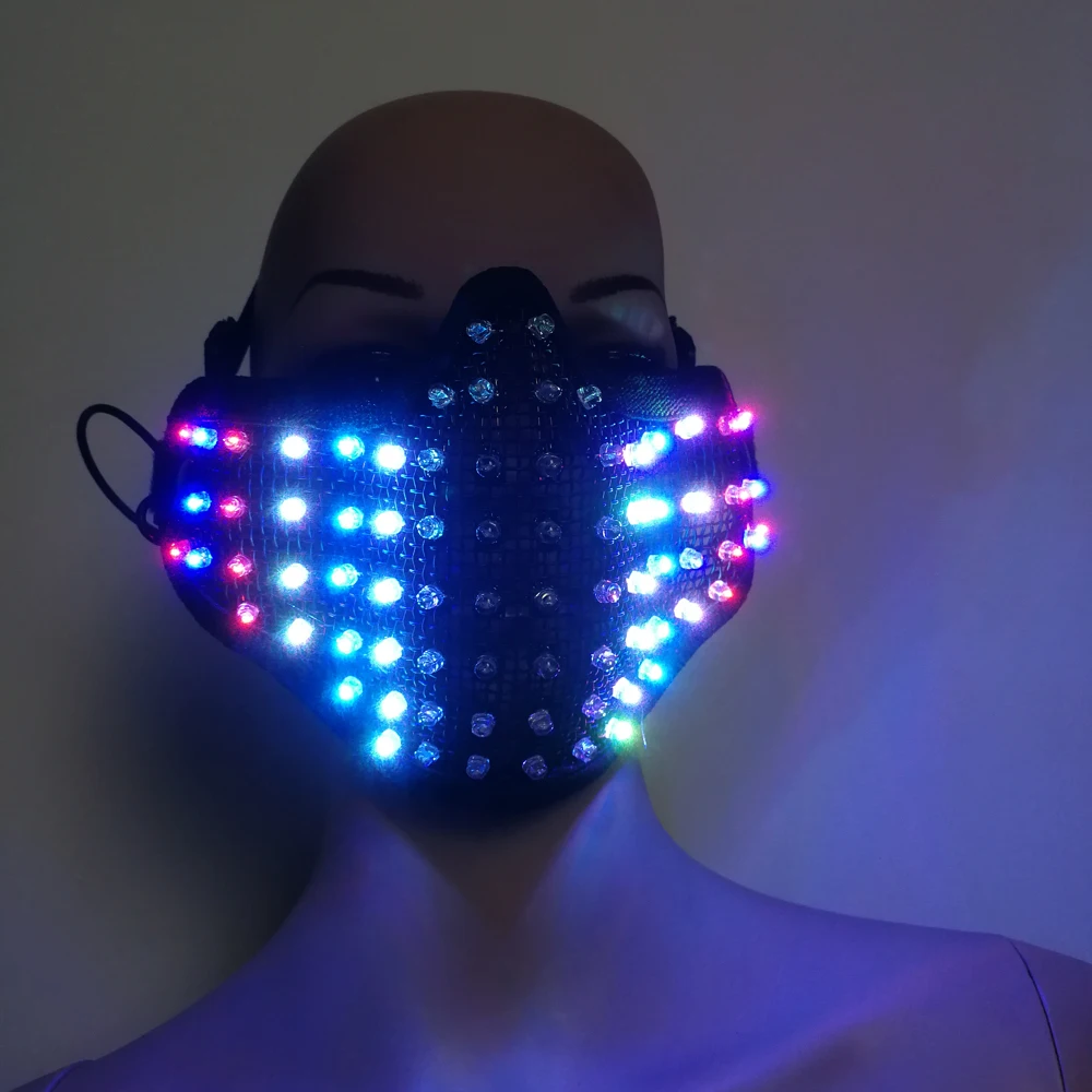 Halloween Mask Colorful Led Mask Party Masque Masquerade Masks Neon Mask Light Glow In The Dark Horror Mask Glowing Mask