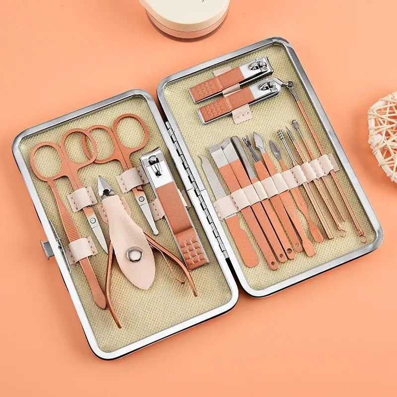 4/7/10/12/15/16/18Pcs Professional Nail Clipper Kit Stainless Steel Manicure Set Pedicure Tools Ingrown ToeNail Trimmer