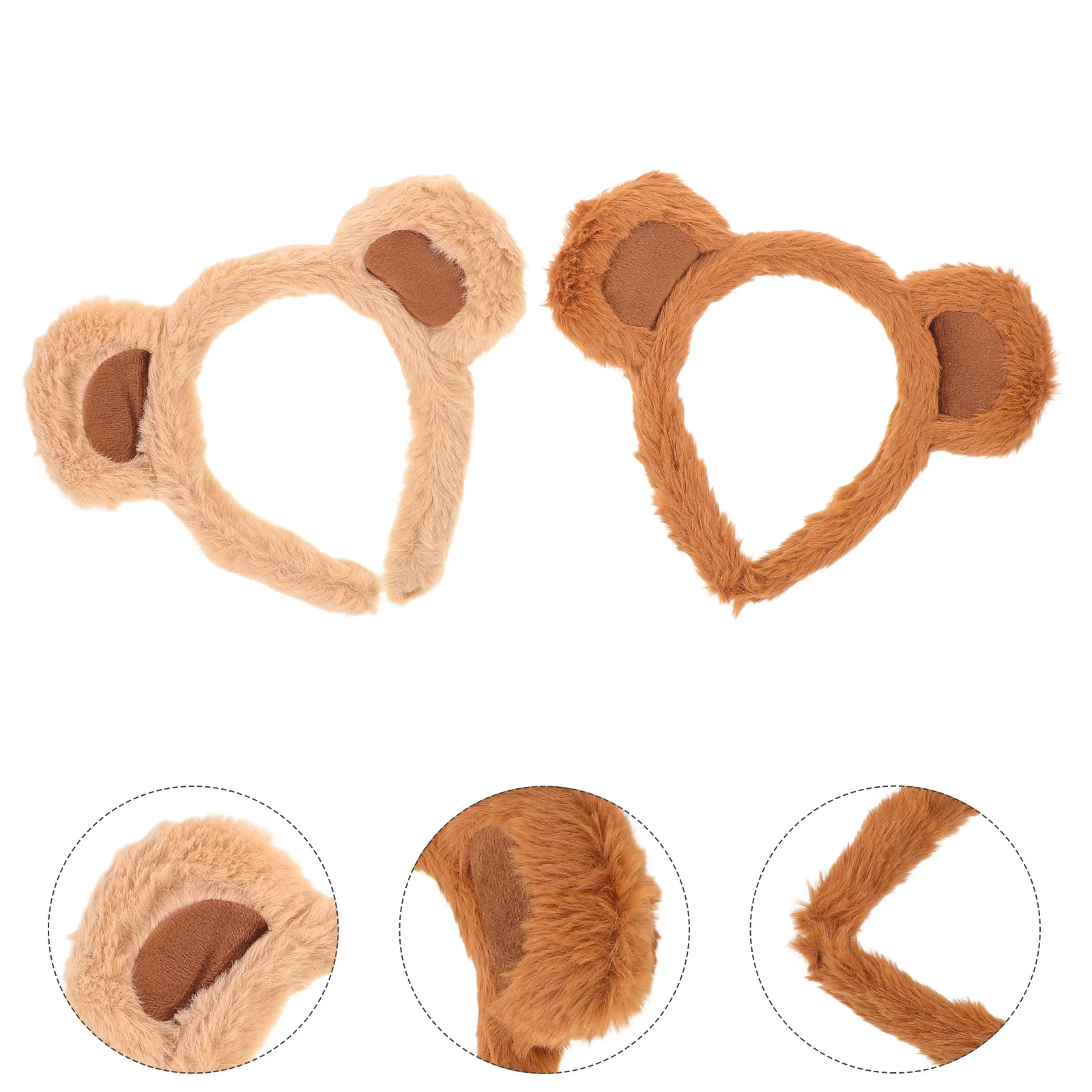 

2 шт. милые повязки на голову с ушками медведя, мягкие коричневые аксессуары для костюмов животных, для вечеринок, косплея, в стиле джунглей, для фестивалей, повязки для волос для женщин