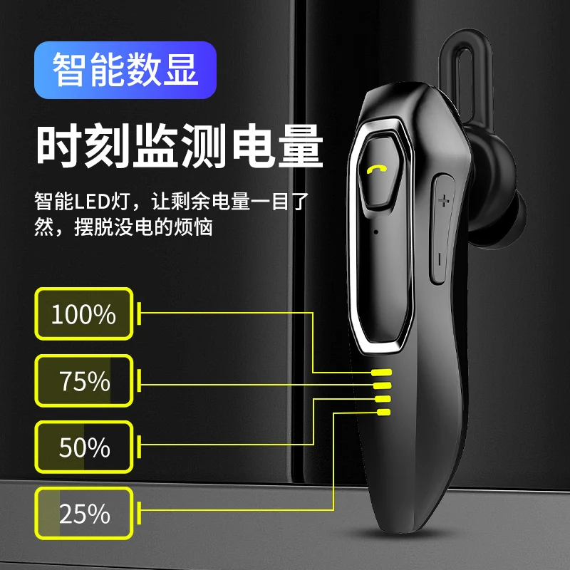 Bluetooth-compatible Headphone Single Wireless Business Earphone Handsfree Stereo Ear Hook Headset For Driving HD Call Headphone