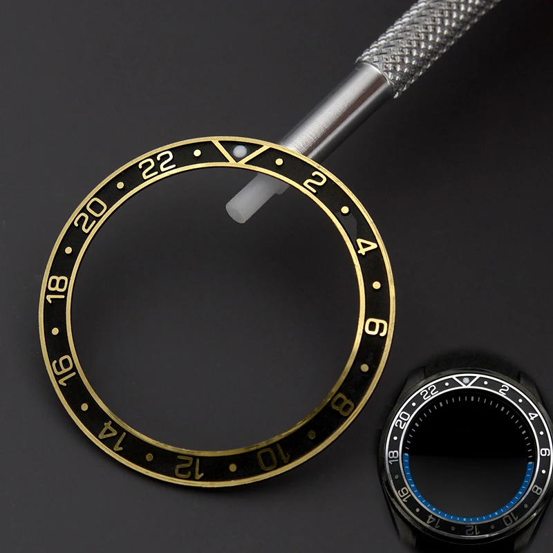 38*30.6mm Metal  Watch Bezel Insert Fit 40mm Watch Case SKX007 SKX007 SRPD GMT Watch Case Sloping Bezel For Watch Repair