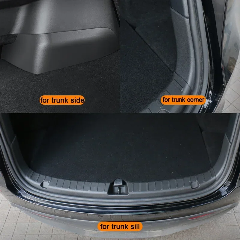 Trunk Side Guards for Tesla Model Y Accessories TPE Protective Trunk Sill Bar Cover Fluff Surface Corner Anti-kick Shell 2024