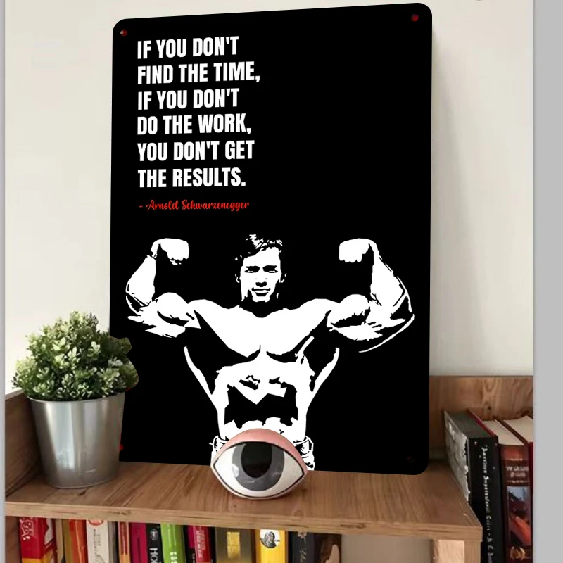 Arnold Schwarzenegger Motivational Quote Muscle Art Custom Metal Tin Sign Gym Home Decor Wall Art Hanging