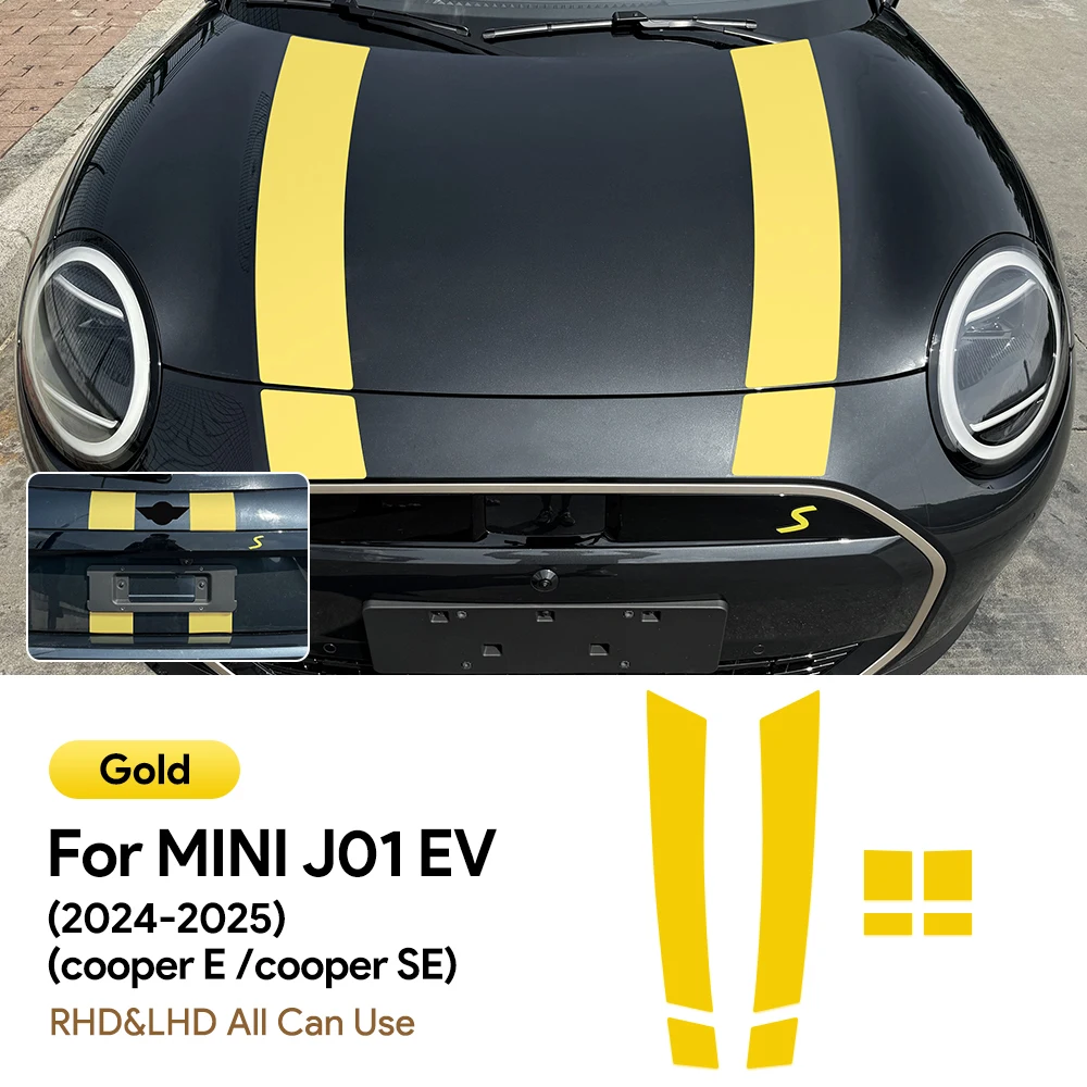 

For Mini Electric Cooper E SE J01 EV 2024 2025 Car Engine Cover Vinyl Decal Bonnet Hood Band Stripes Body Sticker Accessories