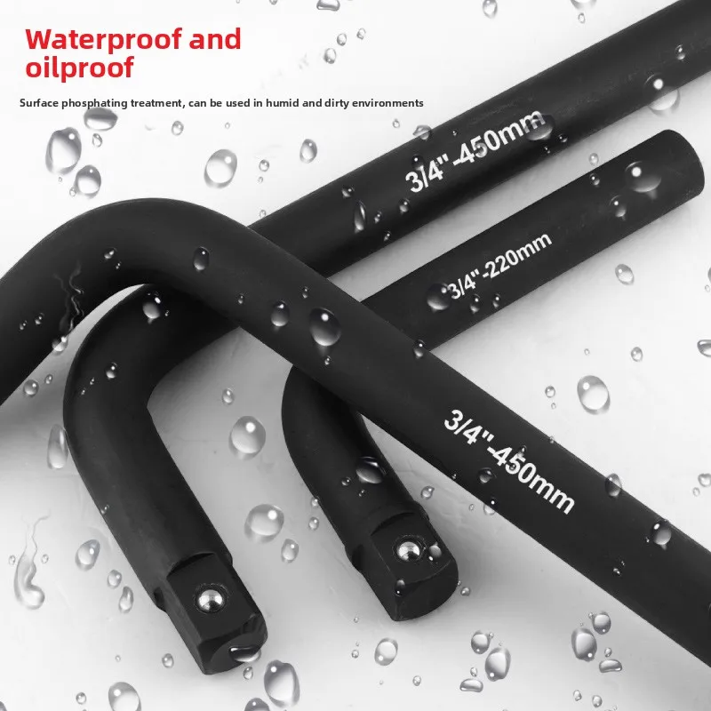 3/4 Drive Heavy-Duty Breaker Bar Wrench, L-Shaped Offset Handle for Socket Wrenches, 220mm and 450mm Length Options