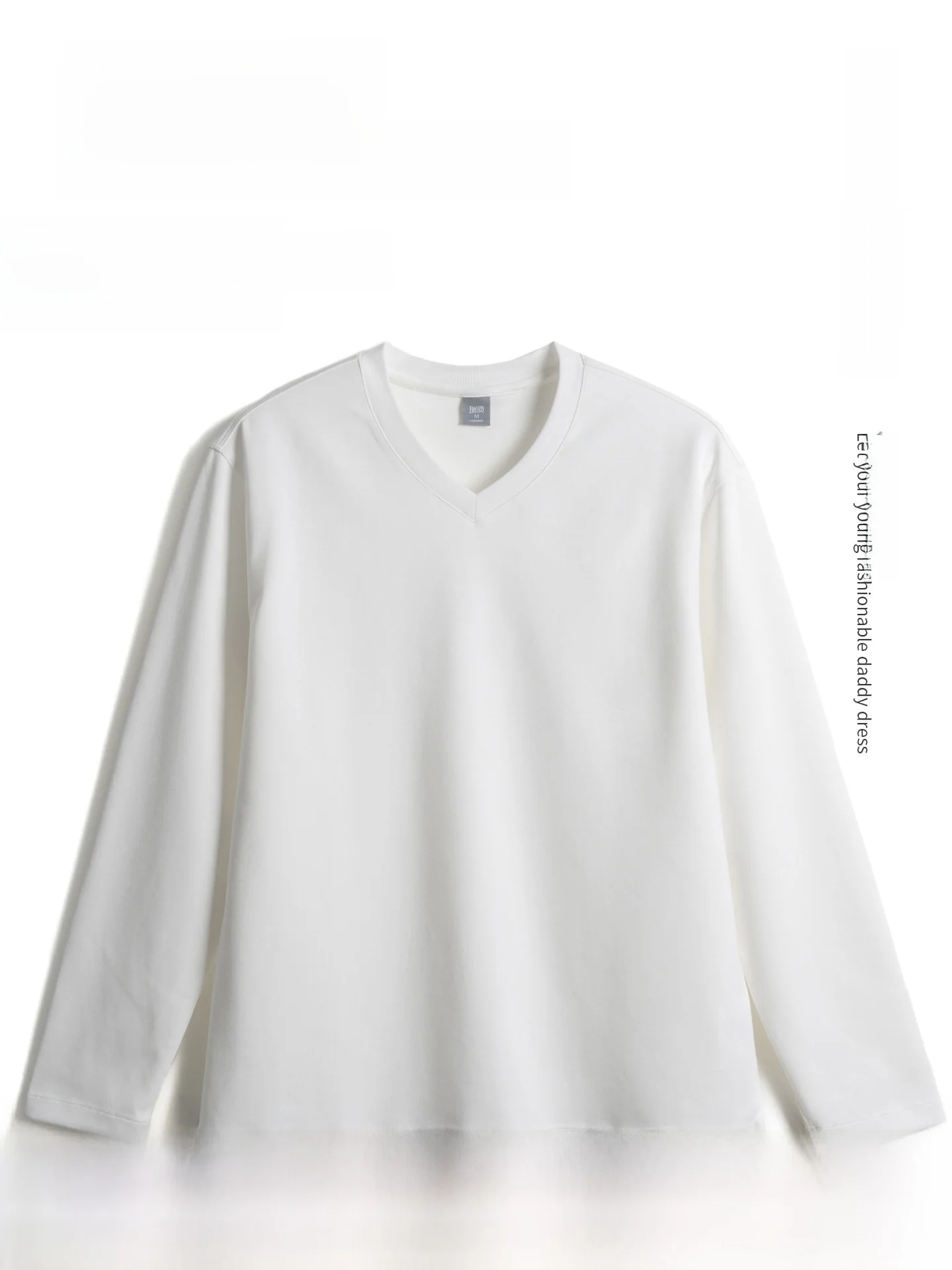 

Мужская свободная футболка с длинным рукавом и V-образным вырезом из модала для папы, весна-осень, удобная, дышащая, повседневный топ из мягкой полиэстеровой смеси