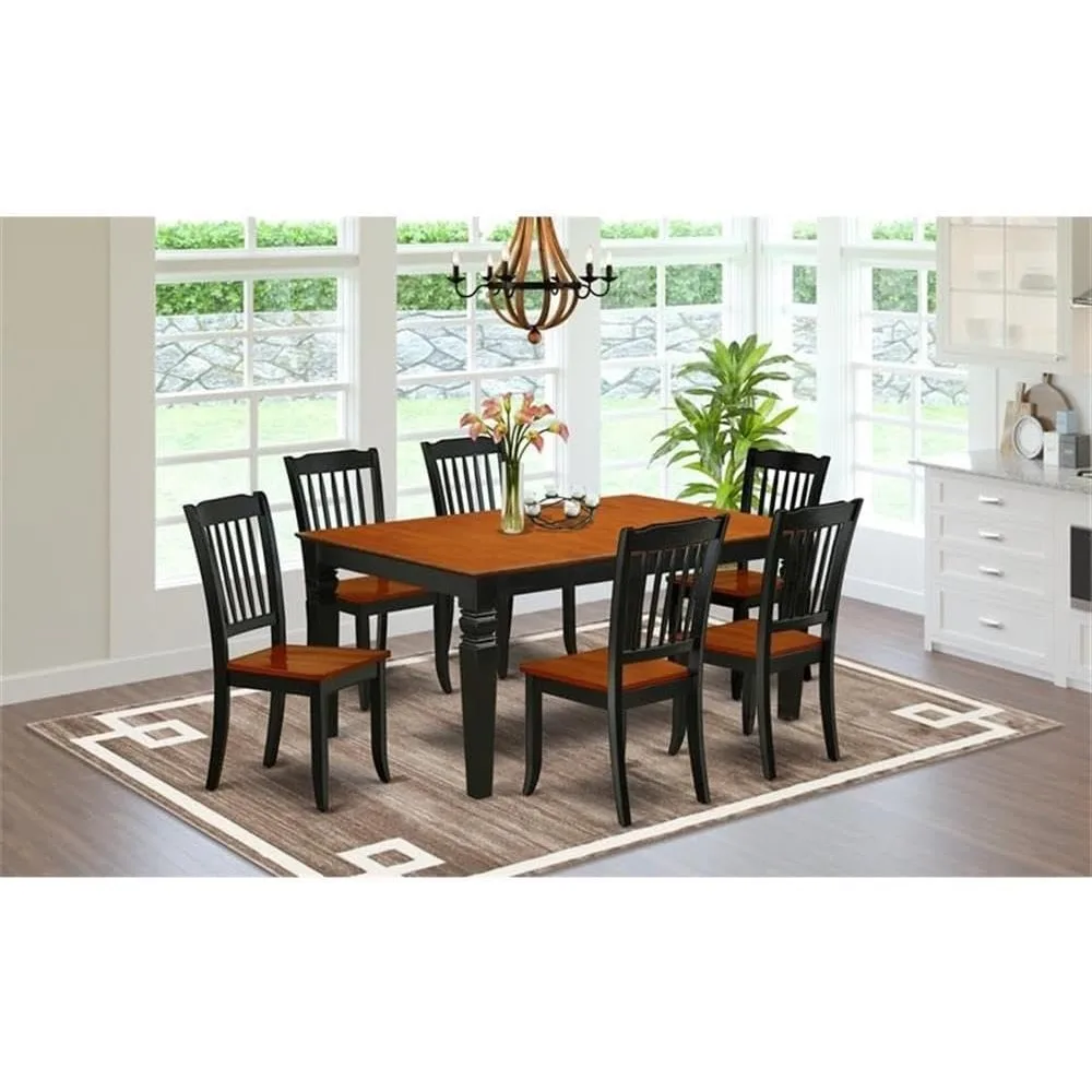 

7 Piece Modern Dining Table Set Consist of a Rectangle Wooden Table with Butterfly Leaf and 6 Dining Chairs, 42x60 Inch
