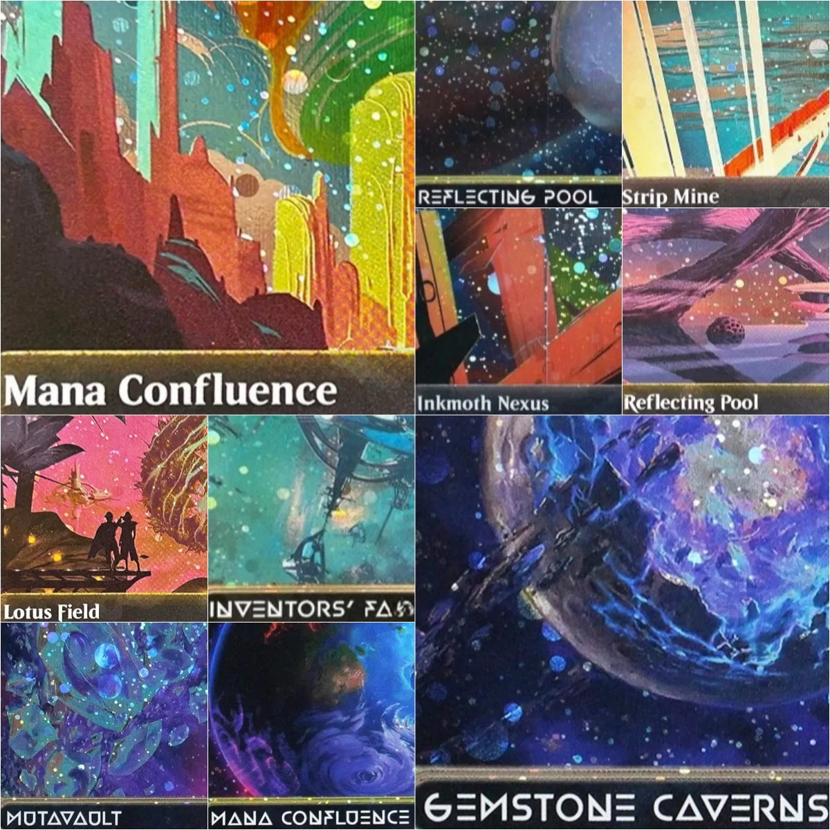 GalaxyFoil EOS (Ancient Tomb/ Gemstone Caverns/ Inkmoth Nexus) Custom Proxy Cards Quality Board Playing Trading Cards