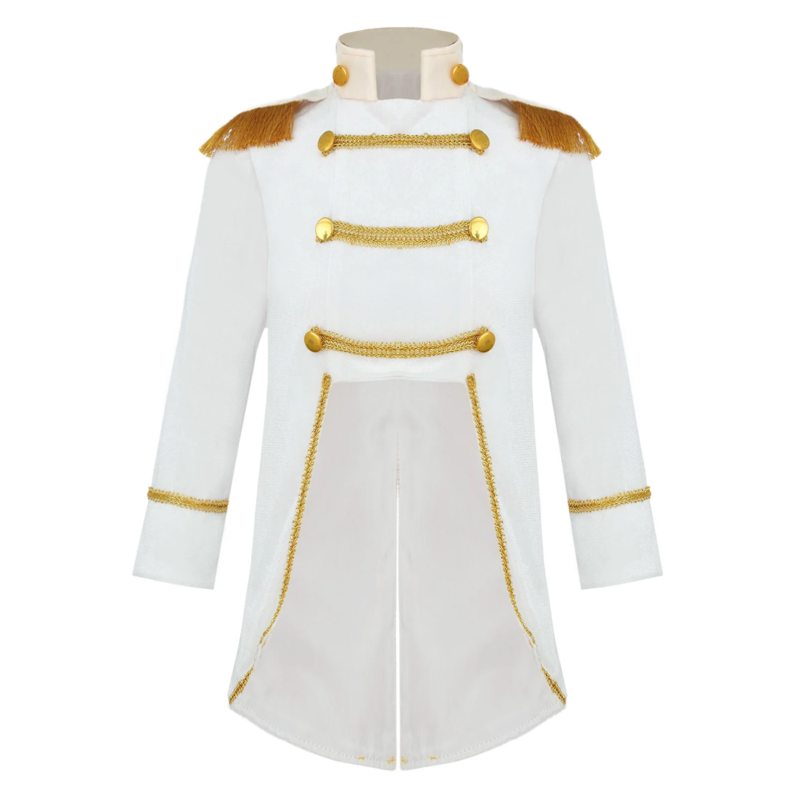 Manga comprida Royal Prince Traje para Bebês Meninos, Fringe Dourada, Trança Tailcoat Veludo, Royal Court Cosplay, Cabeça Acessório