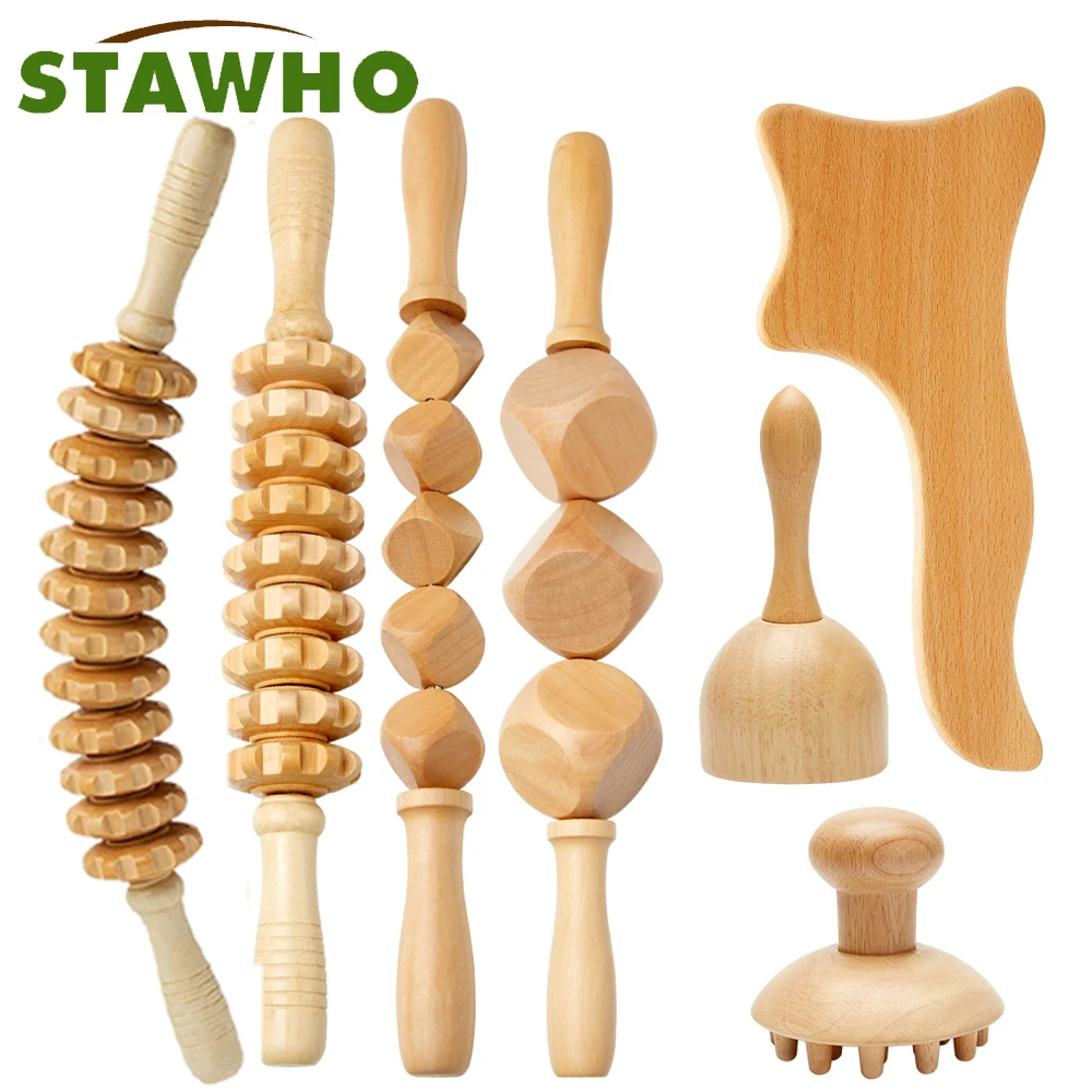 

Wood Therapy Massage Tools Maderoterapia Kit Lymphatic Drainage Massager Wooden Massager Body Sculpting Tools for Anti-Cellulite