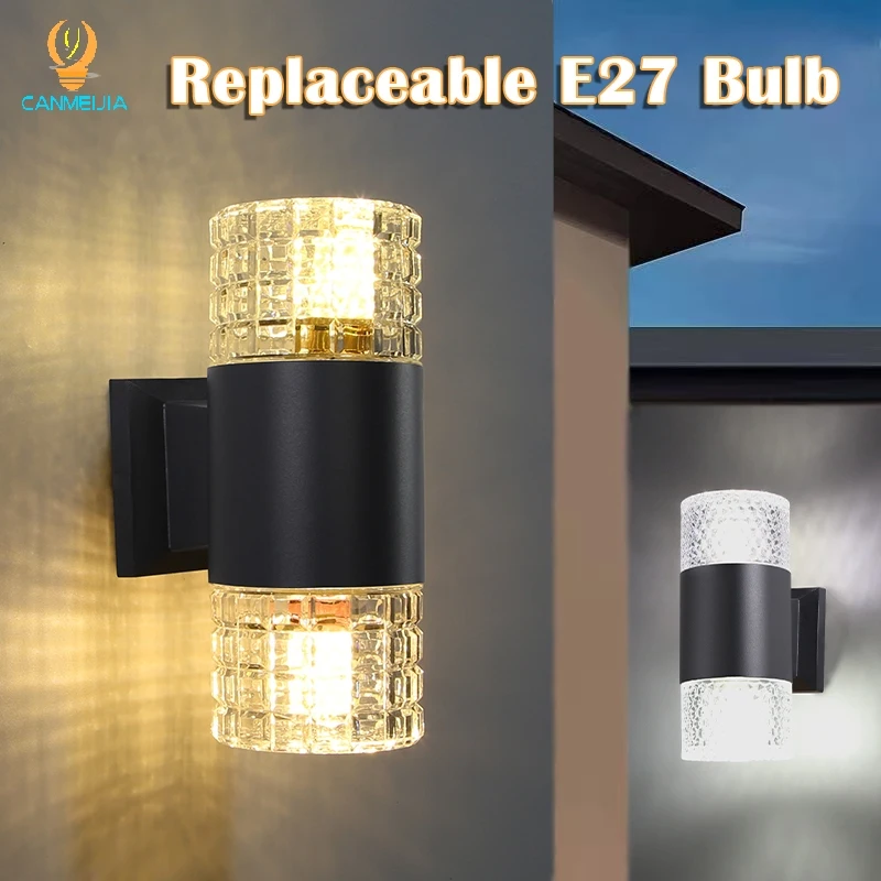 Luz de parede led ao ar livre à prova dwaterproof água jardim led arandela e27 lâmpada substituível iluminação interior para pátio corredor escada