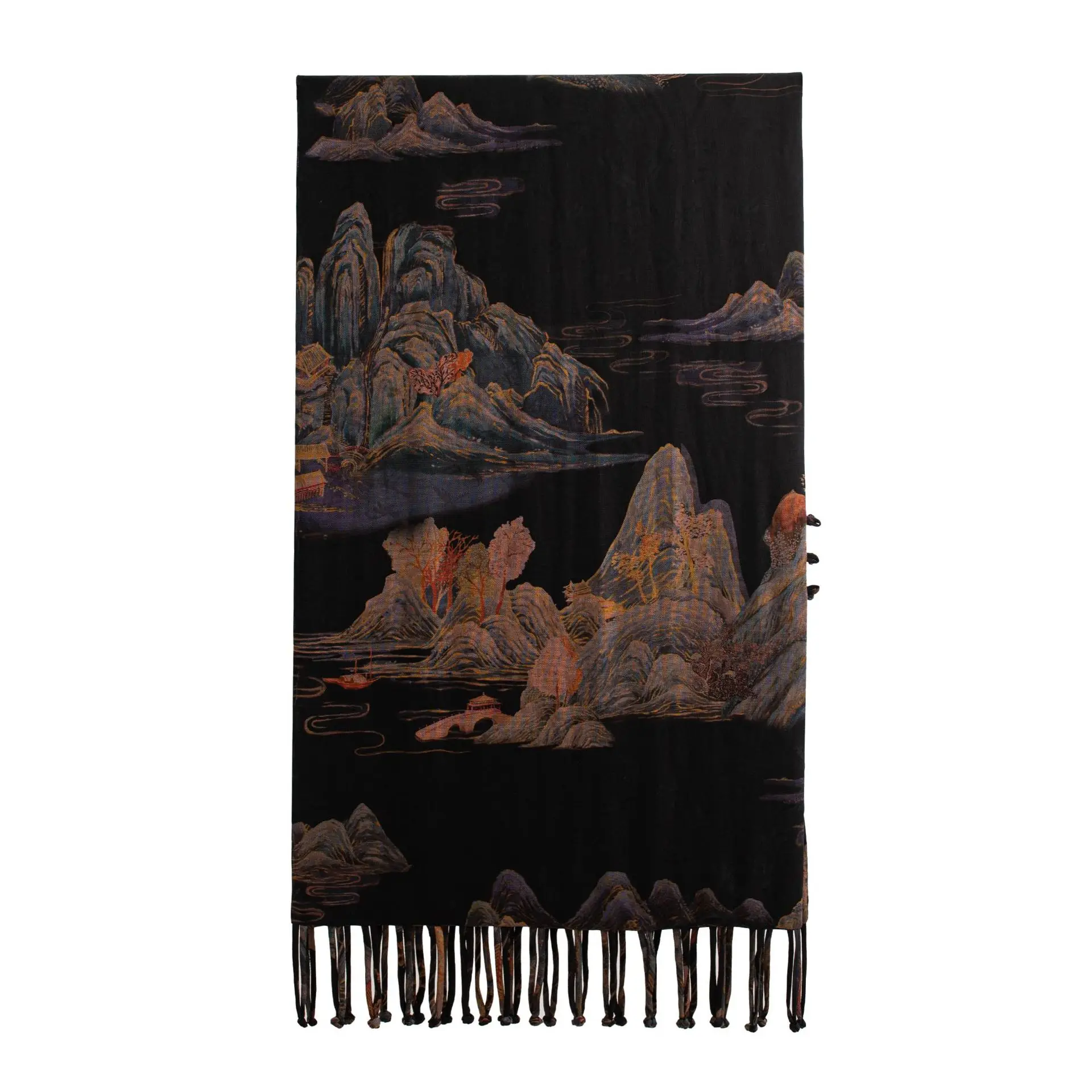 Double-layer large long towel gift box with fringed disc buckle silk scarf