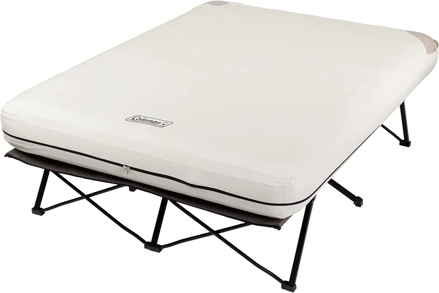 

Camping Cot, Air Mattress, & Pump Combo, Folding Camp Cot & Air Bed with Side Table & Battery-Operated Pump, Great for C