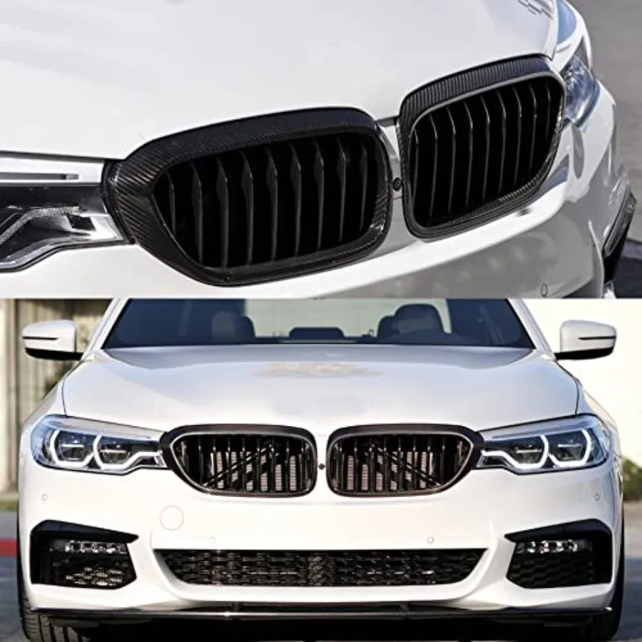 شبكة الكلى البديلة ذات الخط الواحد لسيارات BMW 5 Series G30 G38 20172019 مع لمسة نهائية من ألياف الكربون المحسنة الهوائية #2