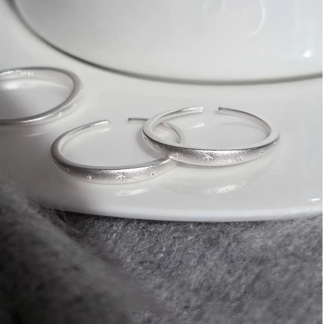 925 Sterling Silver Rings for Women Couple Minimalist Narrow Sparckling Star Jewelry Birthday Gift Prevent Allergy - view 5