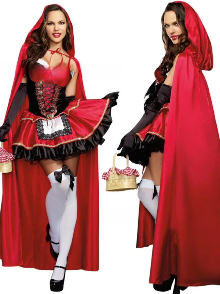 جديد دور بلانغ الملكة المرحلة زي أداء الزي هالوين ليتل الأحمر ركوب هود زي المرأة ملابس المرحلة العرقية