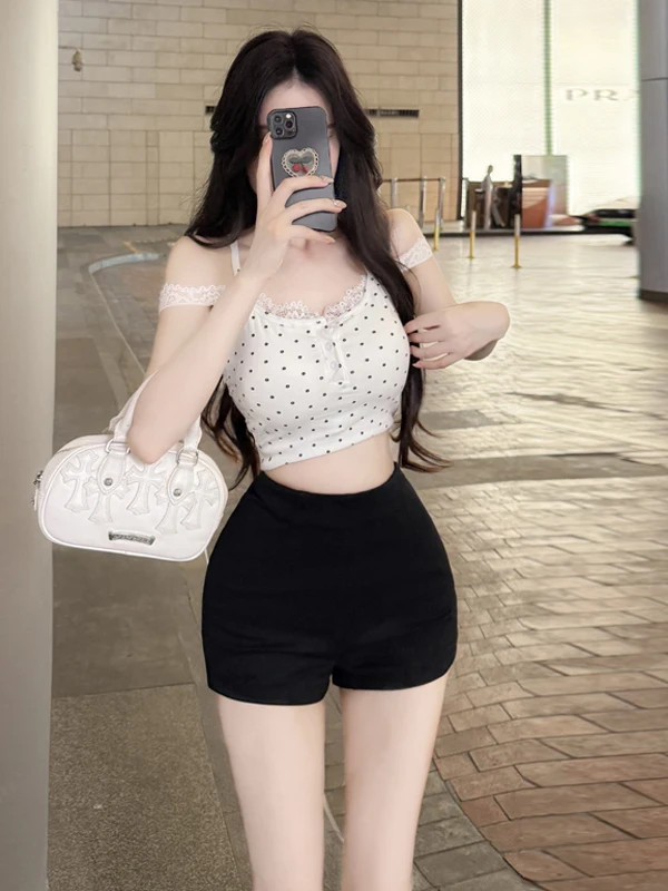 

High Waist Short Pants Women's Casual Style Polyester Fabric Slimming Effect Comfortable Breathable Summer Fashion Trend