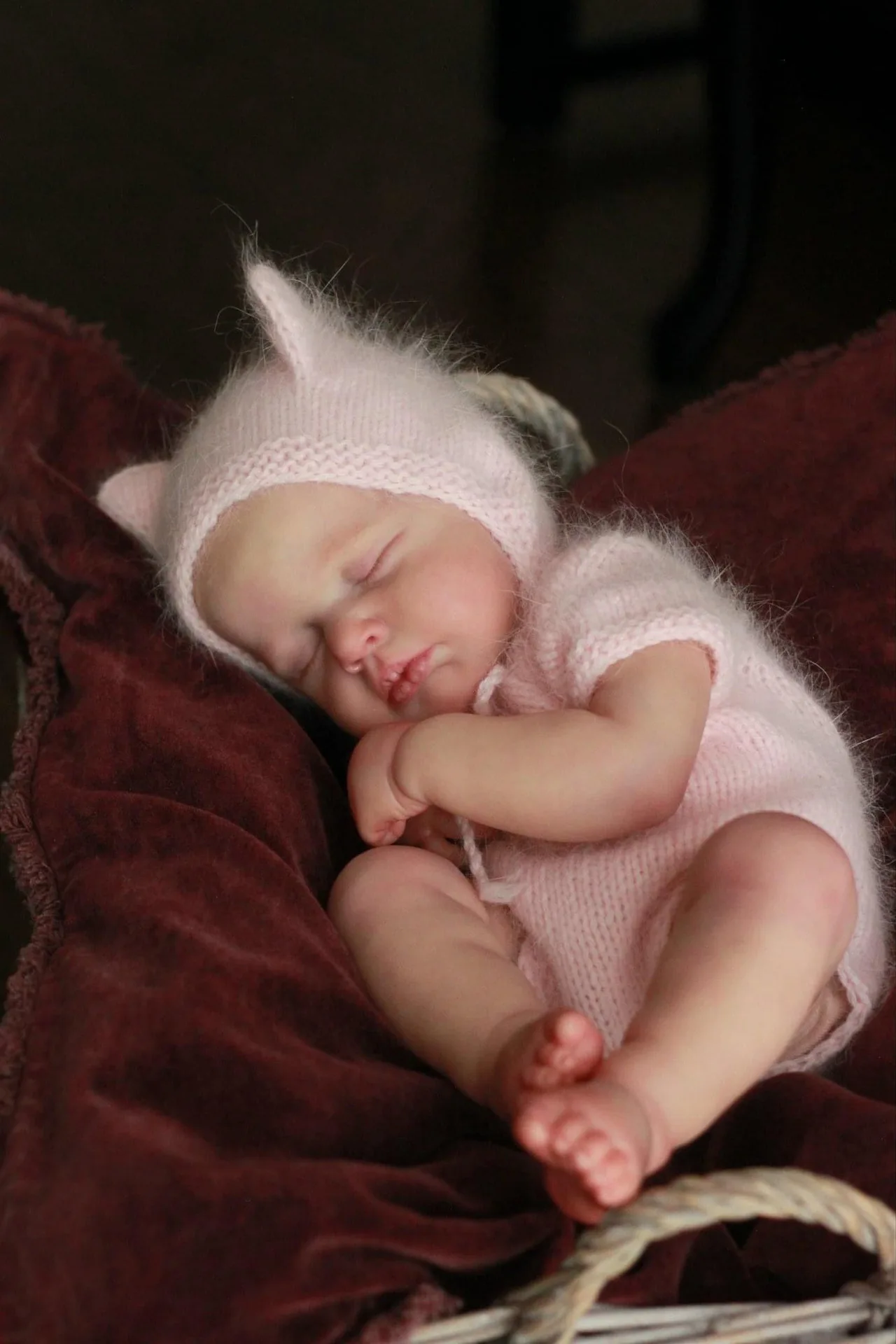 49cm Reborn Baby Doll Girl Cute Sleeping 3d Skin Visible Vein Hand-Drawing Hair Already Finished Painted Bebe Reborn Doll Toy