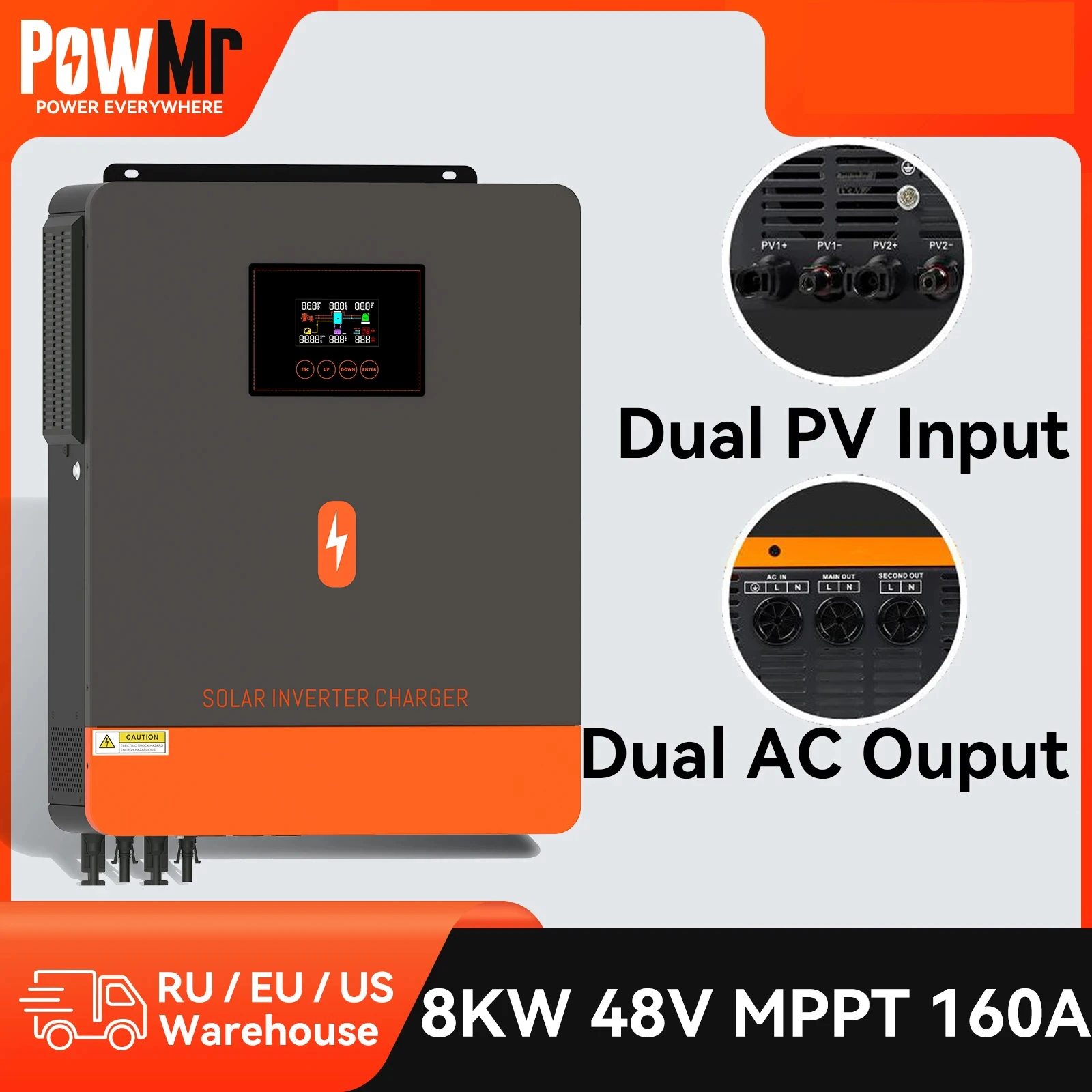 Returned Hybrid Solar Inverter 8kw with WiFi Adapter