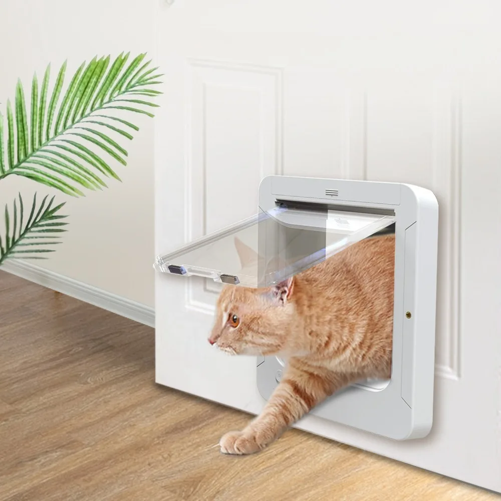 Cat Door RFID Sensing Intelligence Controllable Entry and Exit Direction 4 Locking Ways Pet Door Sensitive Identification