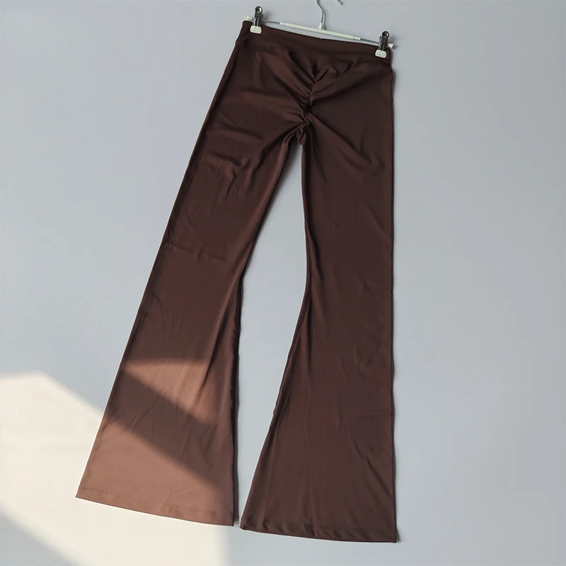 Hochtaillierte, flache Laufhose, nahtlose Leggings, Yoga-Hose mit weitem Bein, Damen, Po-Lifting, flache Hose, Fitness, Sport, Gym – Detail 5