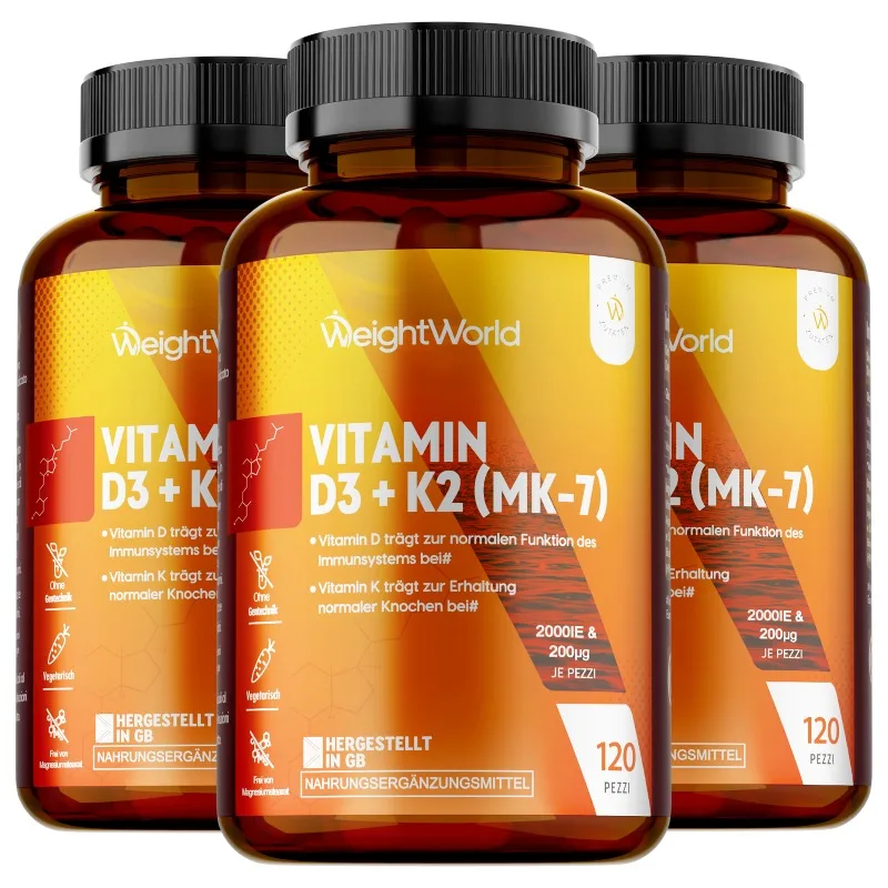 3 Bottles Vitamin D3 K2 - Regulate Calcium Metabolism, Relieve Joint Pain, Promote Bone, Teeth and Skin Health, Improve Immunity