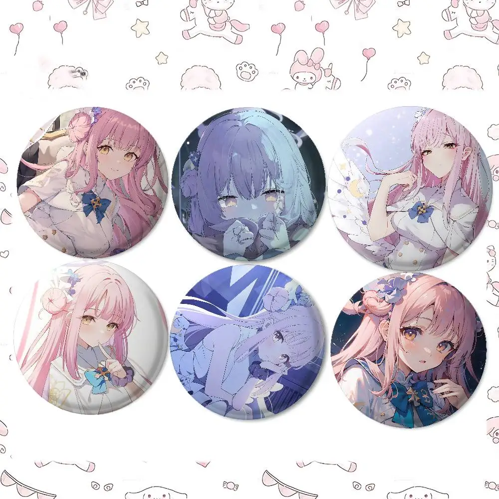 Cartoon M-Misono M-Mika Badges Peripheral Lapel Pins Tinplate Round Brooch For Shoulder Bag Accessories Souvenir Gifts