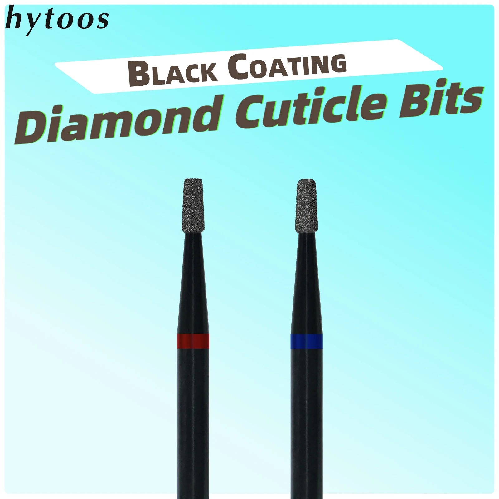 HYTOOS Small Tapered Black Diamond Nail Drill Bits Pro Dead Skin Cleaner Cuticle Clean Russian Prep Tool for Manicure Technician