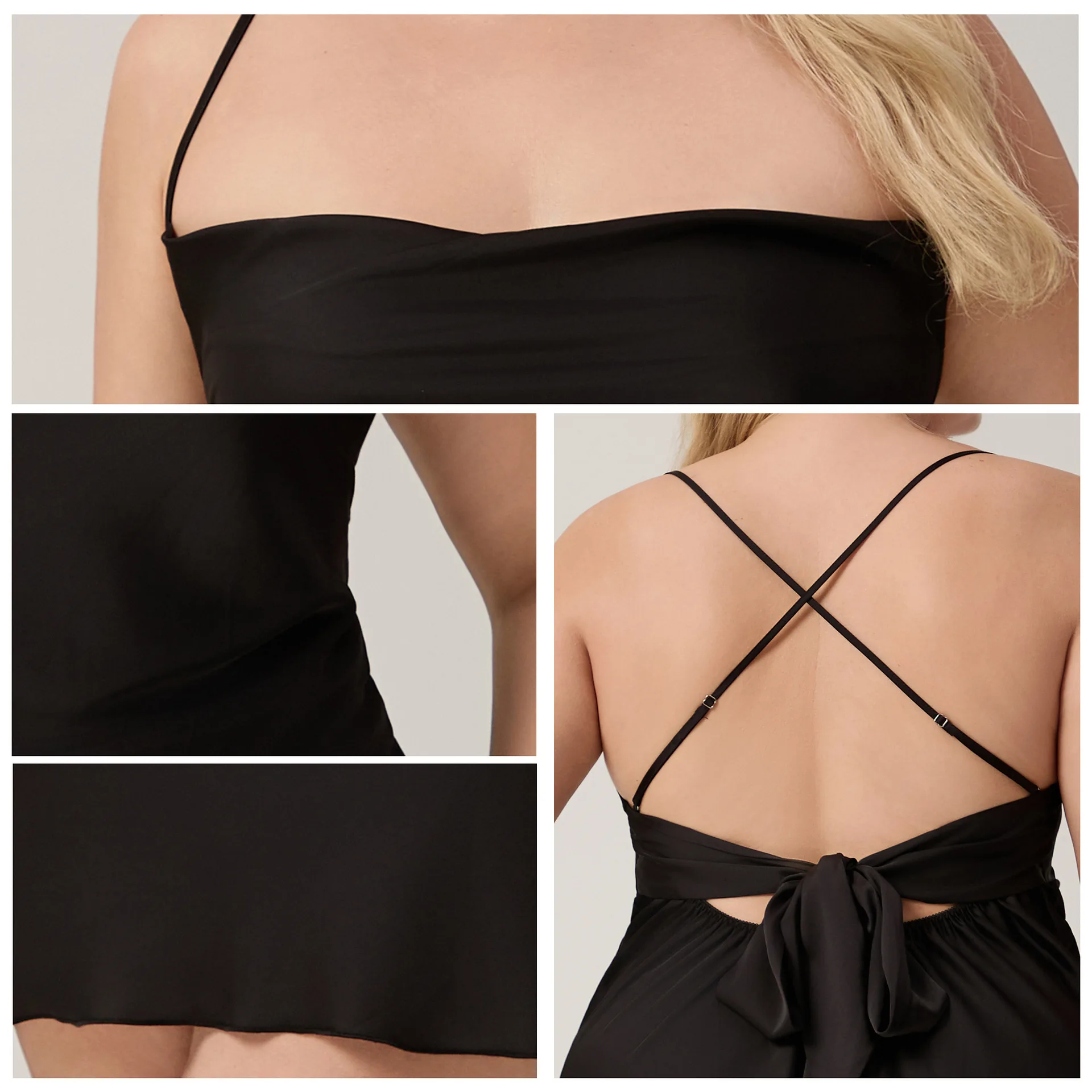 

Sexy Black Backless Nightgown Women Sleepwear Loungewear Nightdress Ice Silk Homewear