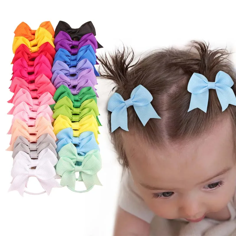 

ncmama 40Pcs 2inch Bows Elastic Hair Bands For Kids Girls Grosgrain Ribbon Bowknote Headband Hair Ties Headwear Hair Accessories