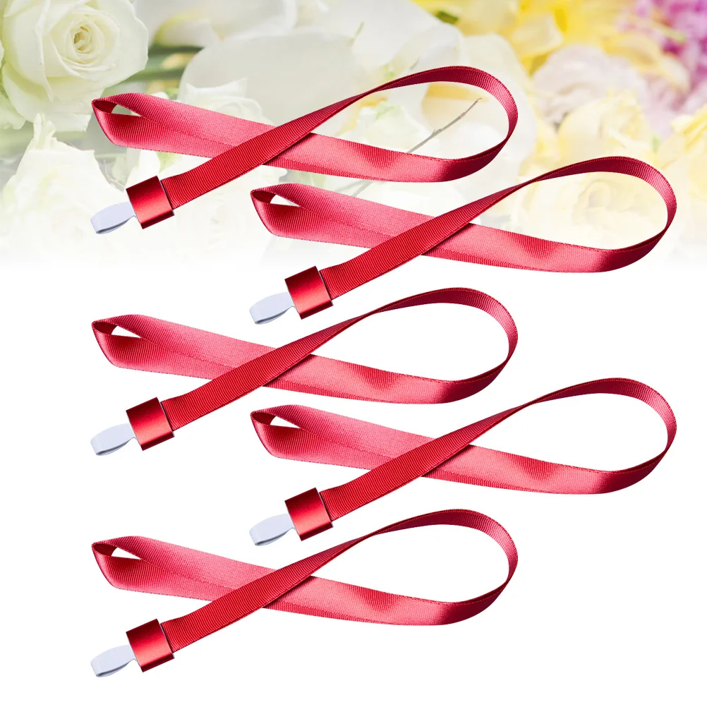 

5Pcs Metal Lanyard Neck Straps Comfortable Fabric Badge Id Holder Work Permit School Event Badge Lanyard Id Sling Work