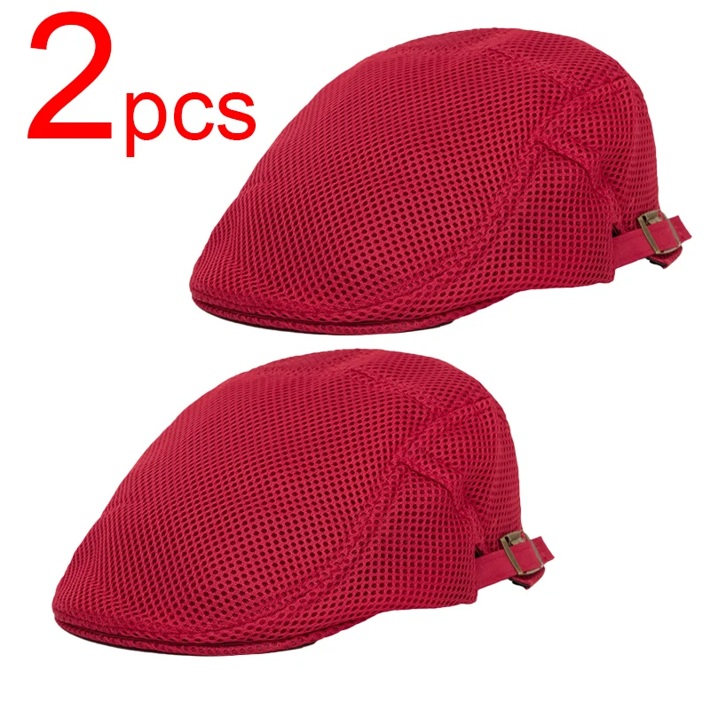 2/1pcs Beret Fully Breathable Mesh Catering Cook Hat Kitchen Work Cap for Food Service Restaurant Café Baking Household Cooking
